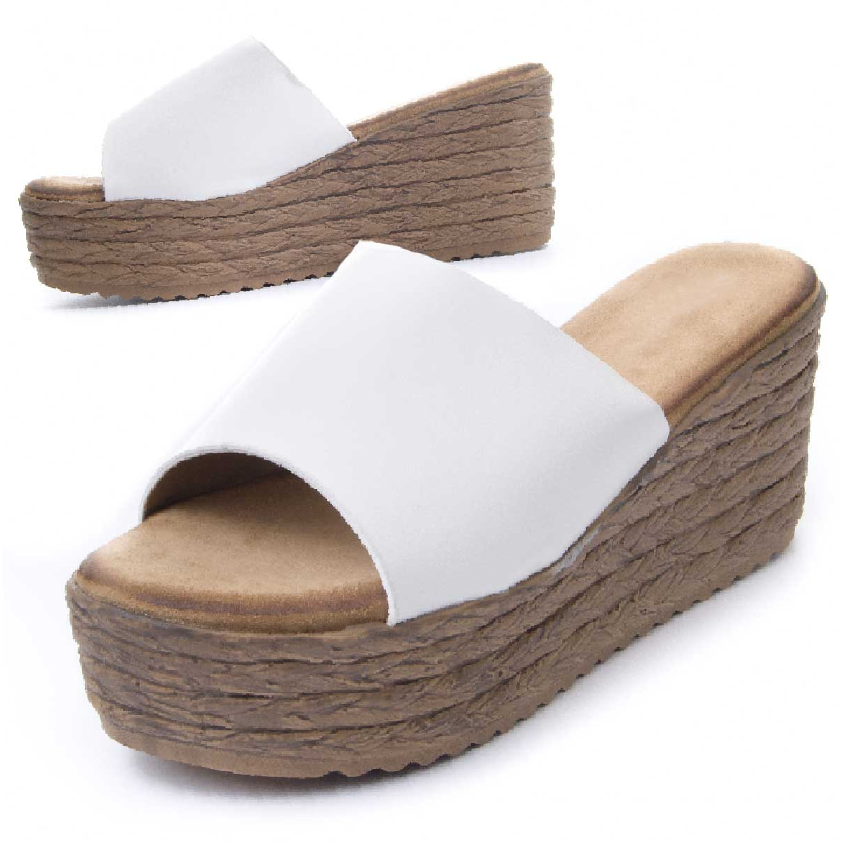 Sandalias de Cuña - Blanco - Altura: 8 cm