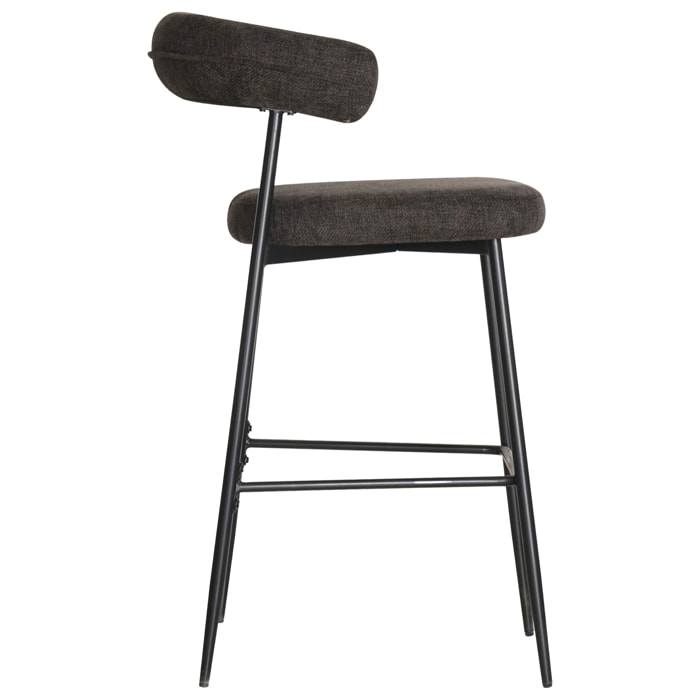 Lot de 2 tabourets de bar en tissu gris THEA