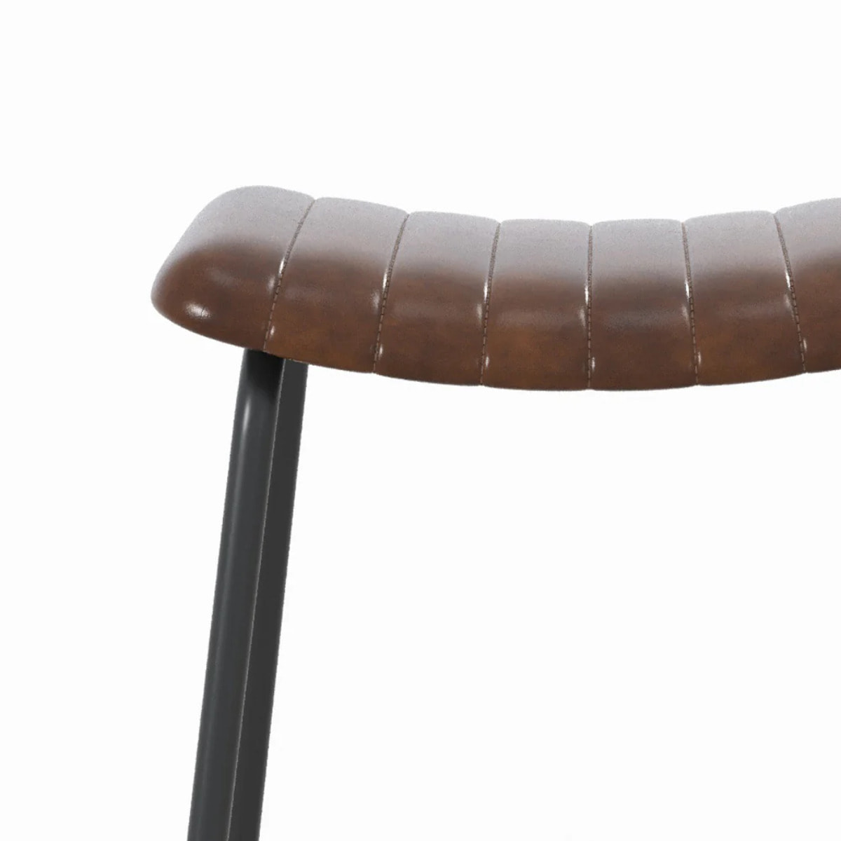 Lot de 2 tabourets de bar 77 cm en cuir marron et pieds en métal - Lupin