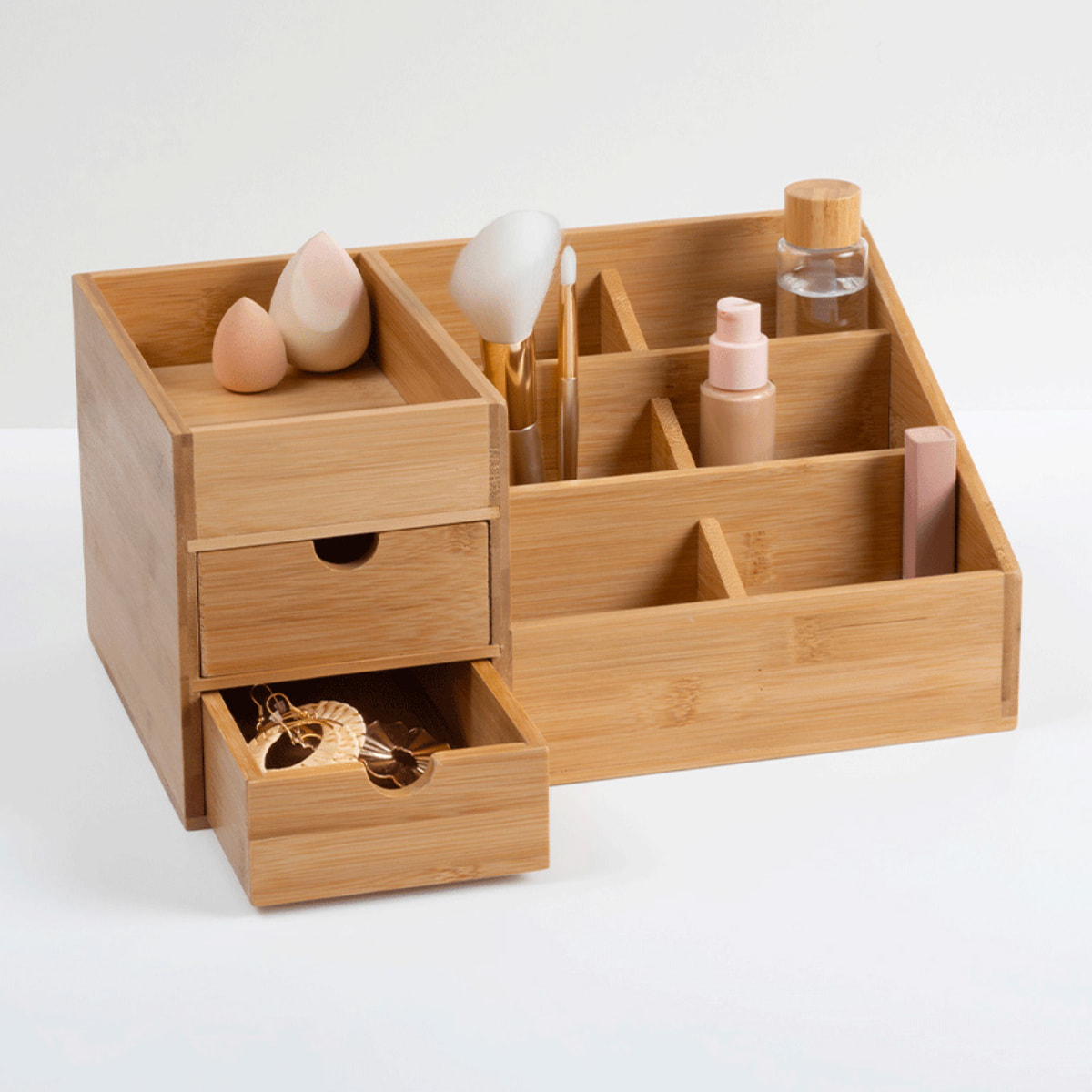 Organiseur 2 tiroirs/6 compartiments bambou