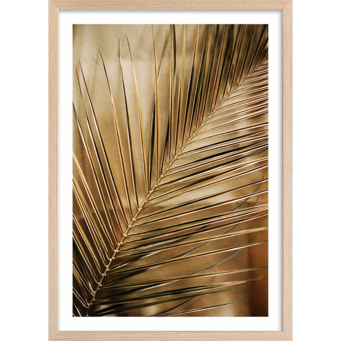 Affiche déco golden palm Affiche + cadre en bois - Chêne