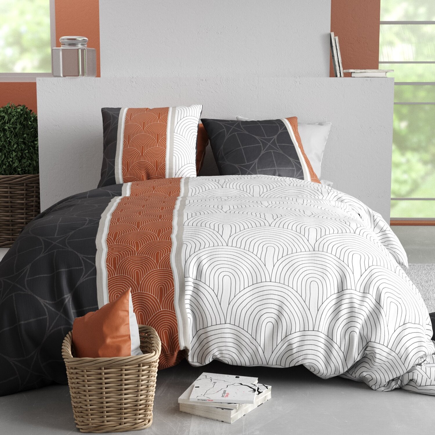 Parure housse de couette imprimé 100% coton - equinoxe