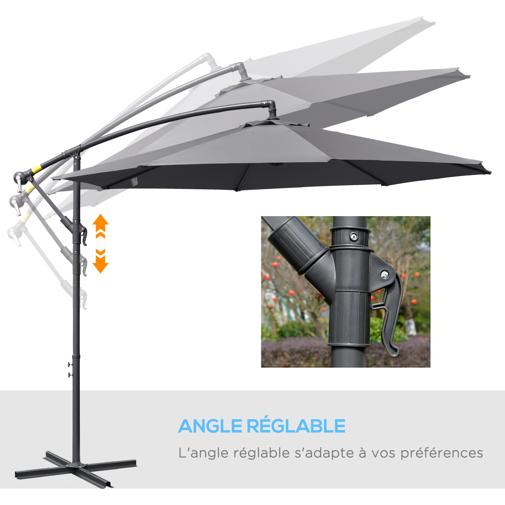 Parasol déporté octogonal – Design pratique – Ø3 m