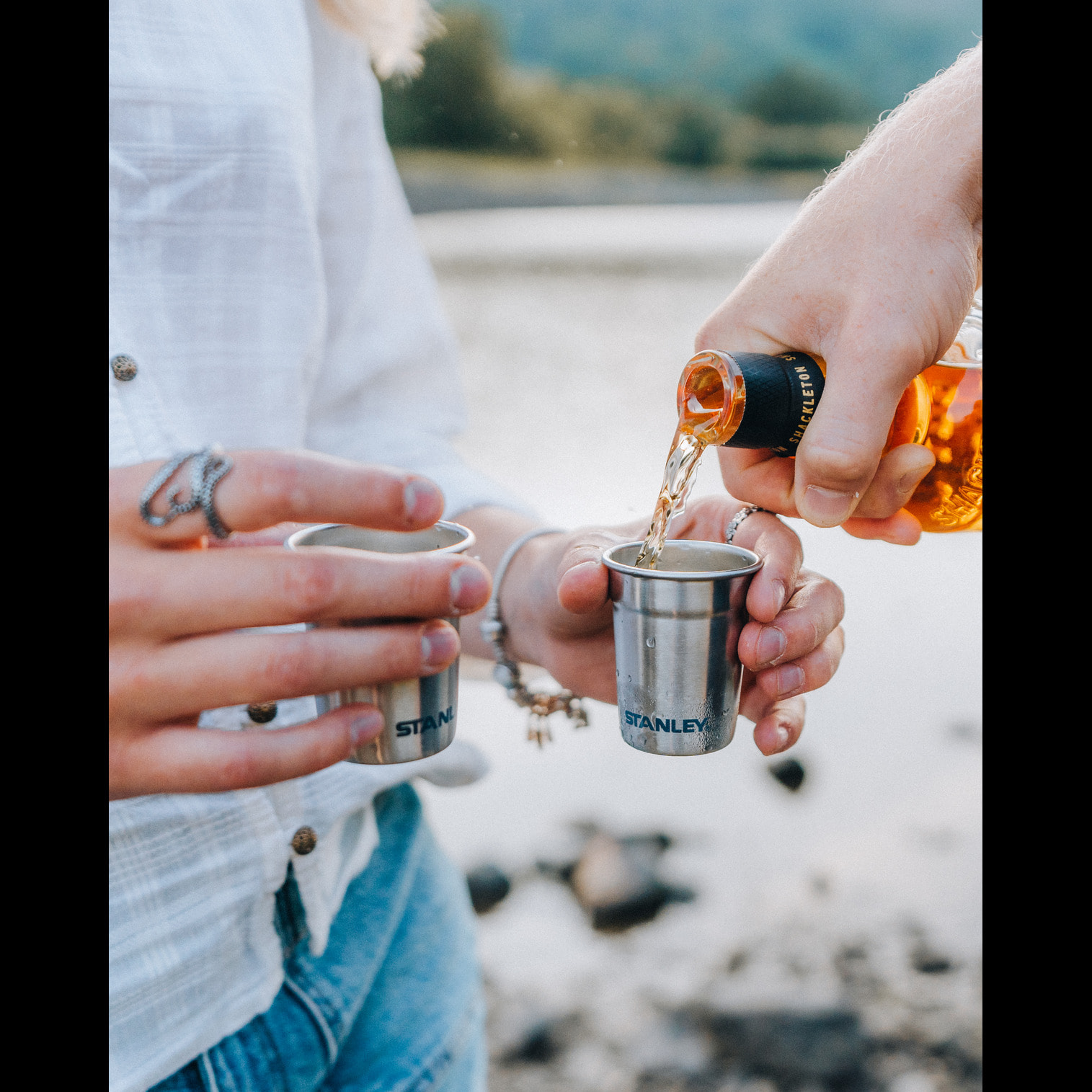Pre-Party Shot Glass + Flask Set - Matte Black Pebble