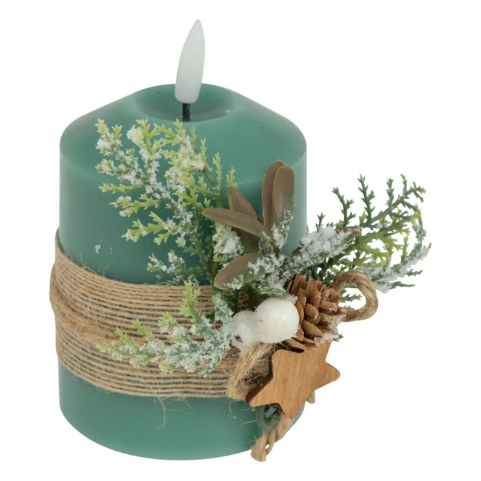 Bougie LED déco branche H.10cm vert
