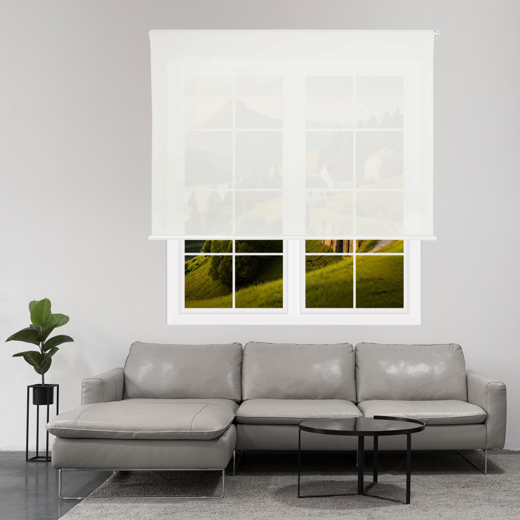 Well home estor enrollable translúcido liso - blanco roto, 180 x 110cm (ancho x largo)/tamaño de la tela 177 x 105cm