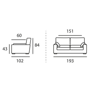 Canapé 3 pl DEULE 193 cm fixe tissu Moderne Graphite - 100% déhoussable - Fabriqué en France