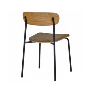 Zoe - lot de 2 chaises en bois de frêne - pieds en acier - Marron