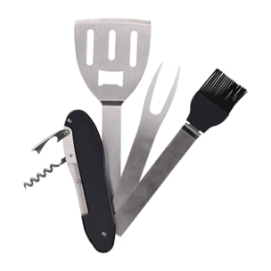 Well home juego de múltiples herramientas 5en 1 para asar a la parrilla con mangos en pp color negro