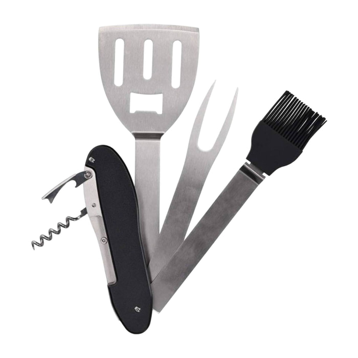 Well home juego de múltiples herramientas 5en 1 para asar a la parrilla con mangos en pp color negro