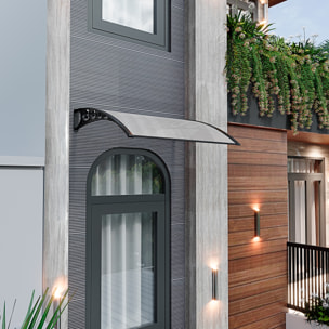 Pensilina Per Copertura In Policarbonato Alveolare Tettoia Modulabile Per Esterno Porte Balcone Finestre Elegante Resistente Trasparente 80 x 120 cm