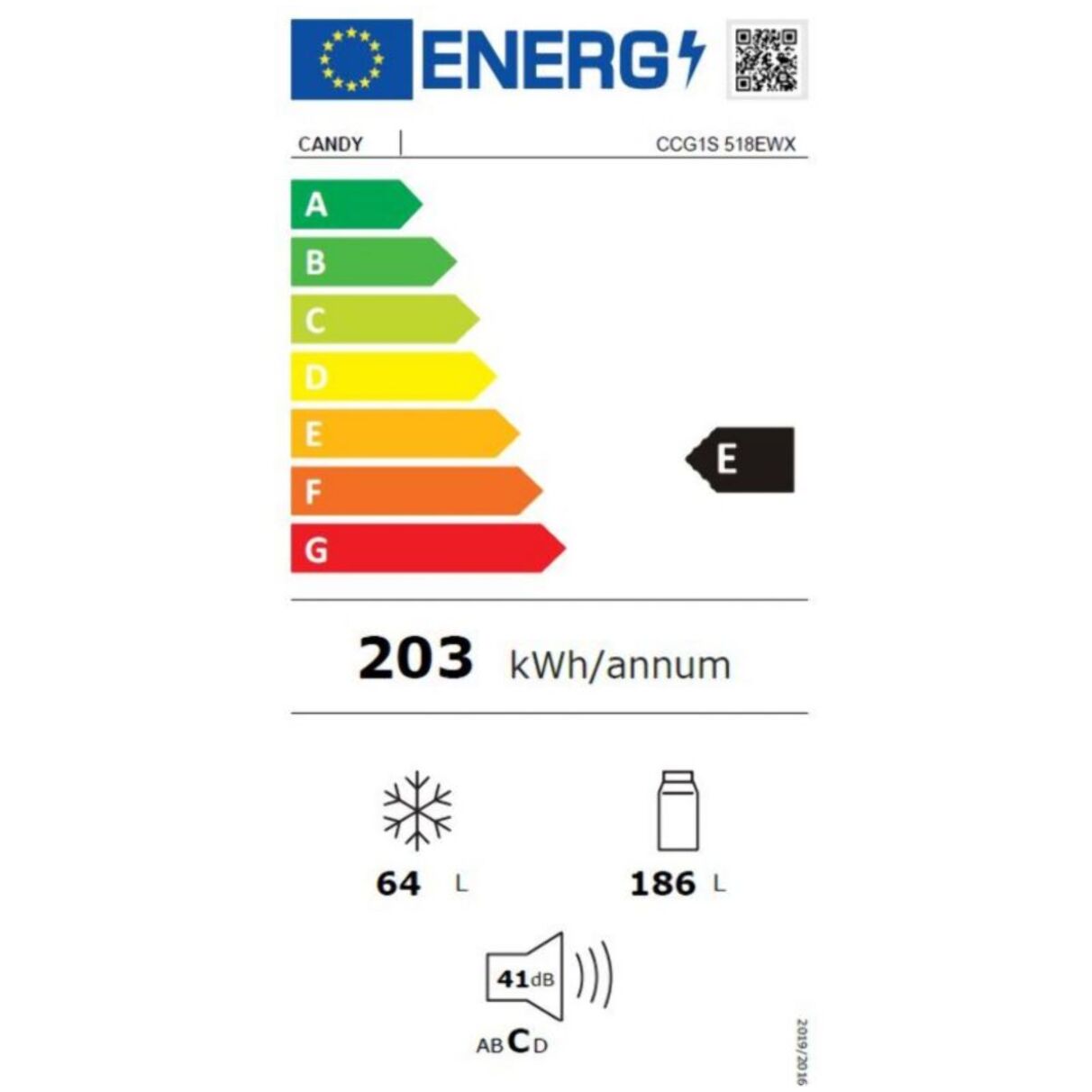 Réfrigérateur combiné CANDY CCG1S 518EWX