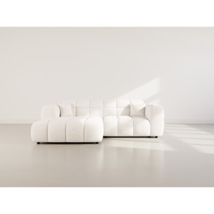 Mini Ray - Canapé d'angle gauche 4 places en tissu texturé - Beige