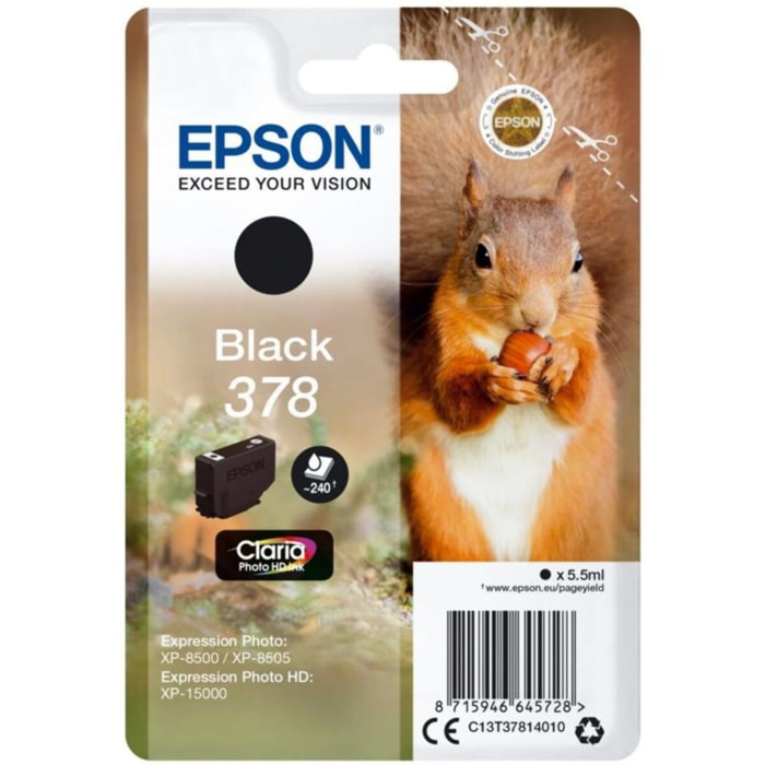 Cartouche d'encre EPSON Originale 378 Noire Série Écureuil - C13T37814010