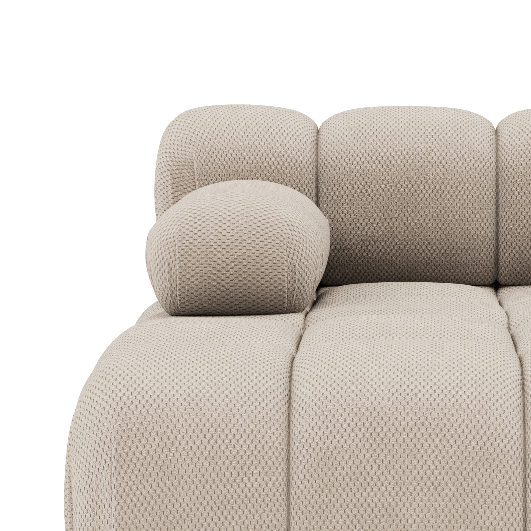 Ruby - module d'assise méridienne gauche en velours texturé - Beige