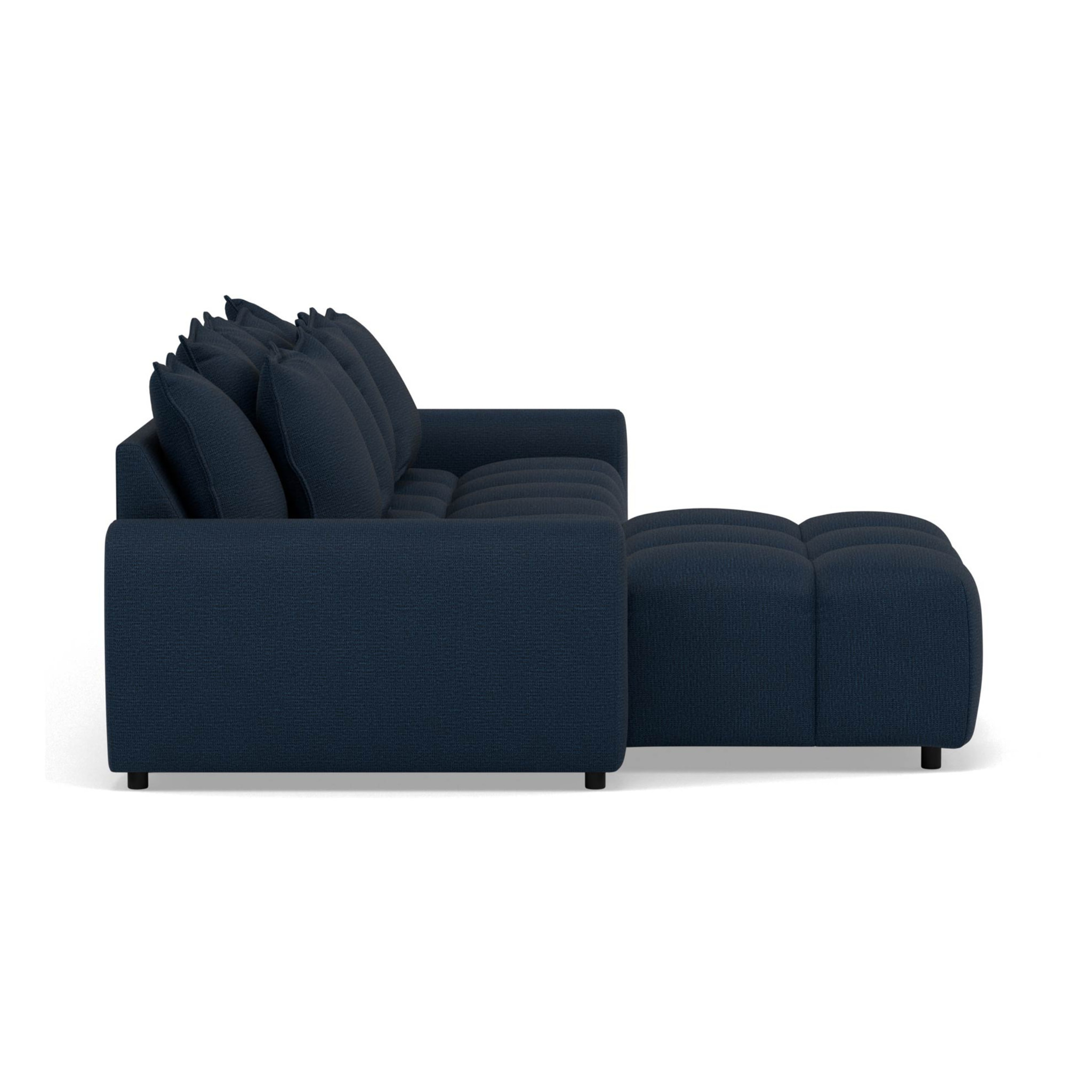 Adelaide - canapé d'angle réversible 4 places avec pouf d'appoint en tissu texturé - Bleu