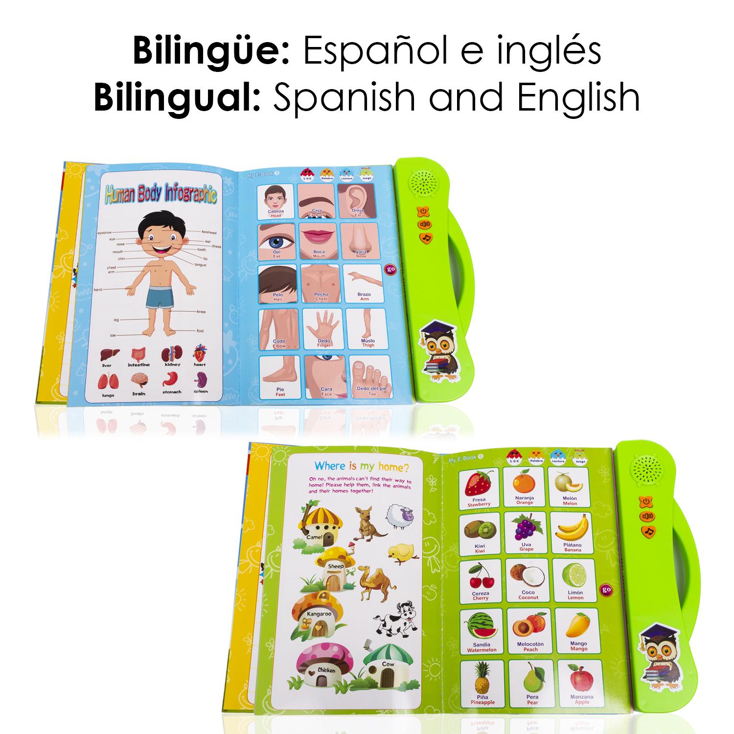 My E-Book, libro elettronico educativo con suoni, bilingue in spagnolo e inglese.