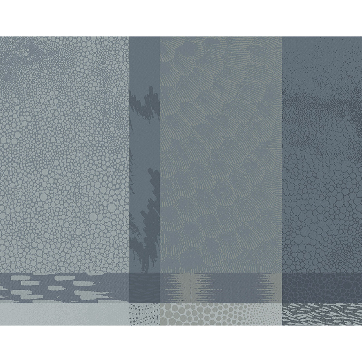 Set pur coton motif jacquard bleu gris Mille matieres orage