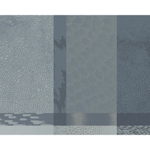 Set pur coton motif jacquard bleu gris Mille matieres orage