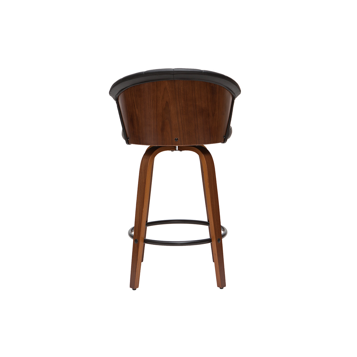 Tabouret de bar design pivotant noir et bois foncé H65cm ALBIN