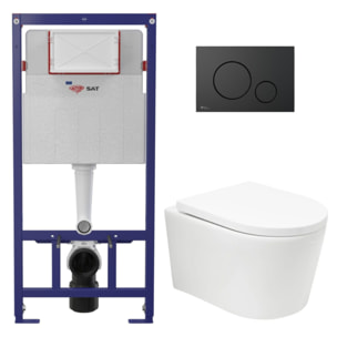 Pack WC bâti ECO 2L Swiss Aqua Technologies + WC suspendu Swiss Aqua Technologies + plaque noir mat (STESTBRWT02-FR)
