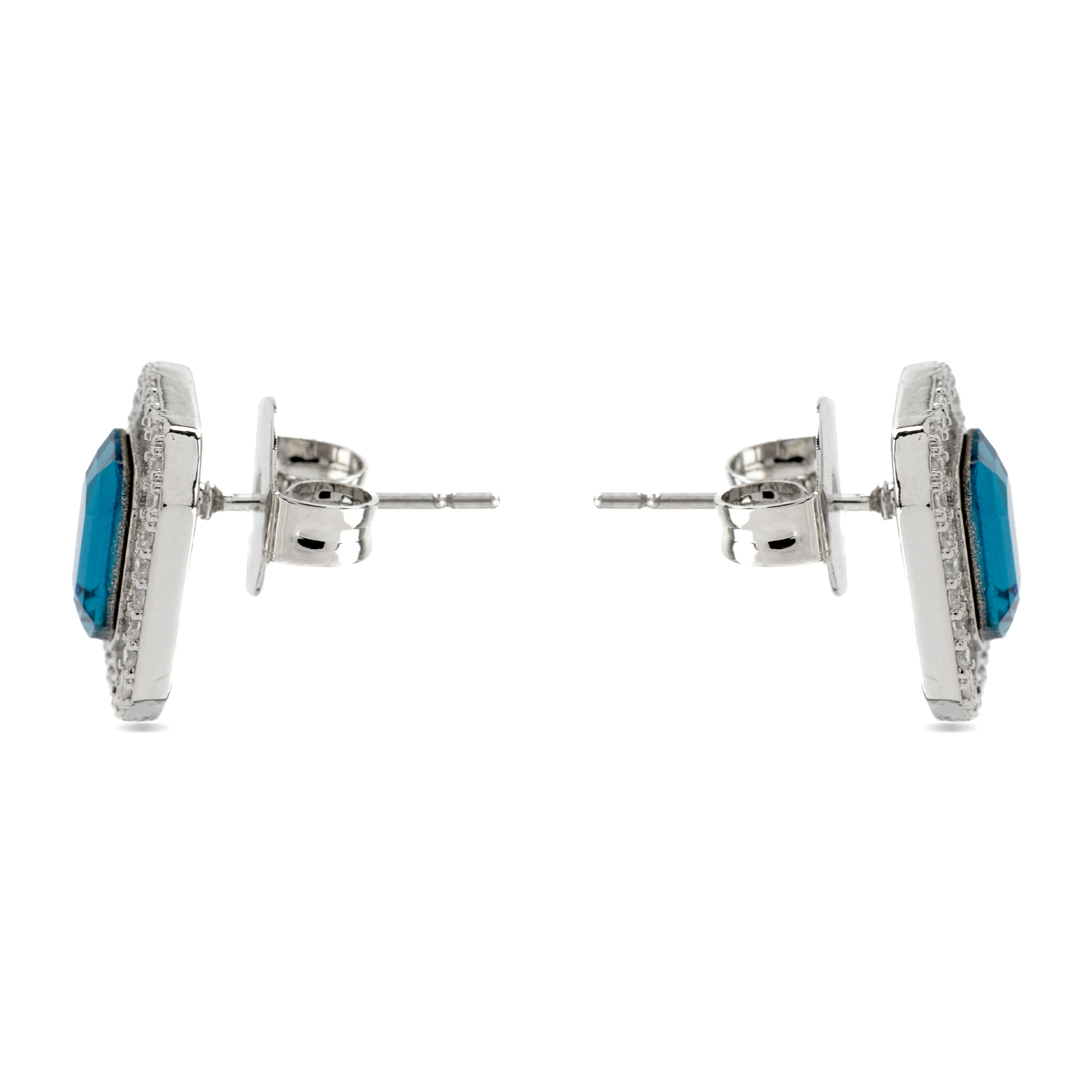 Pendientes con Circonita Topacio Azul acabado plata