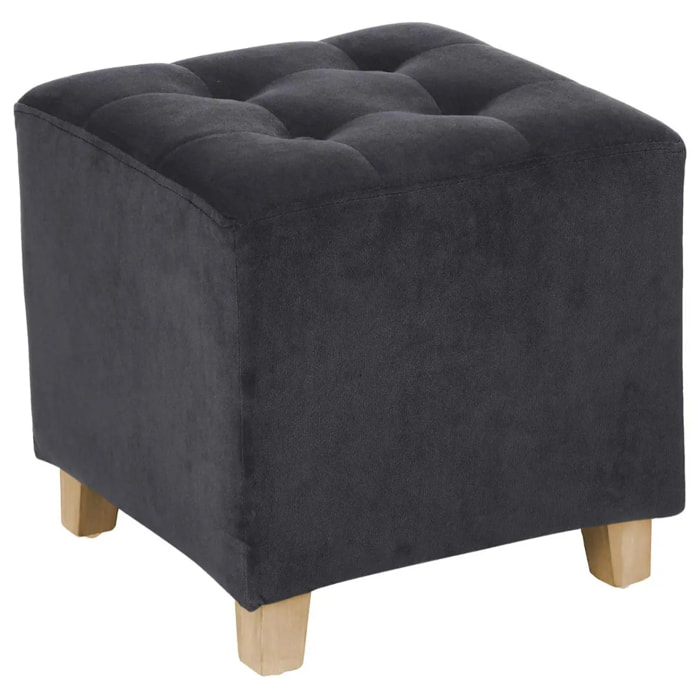 Pouf "Léandre" gris effet velours