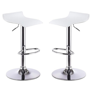 Coppia di 2 Sgabelli da Pub Bar Cucina in Ecopelle Imbottita Modello Graziano Colore Bianco