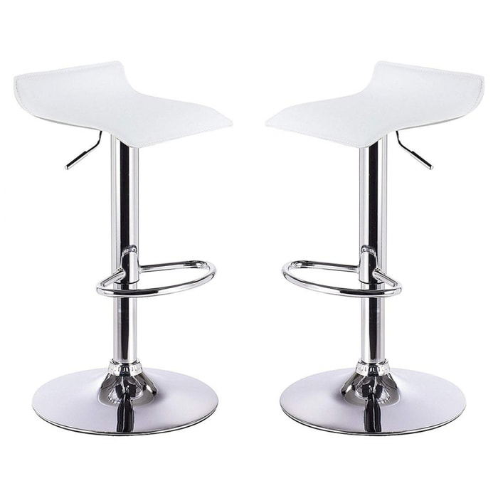 Coppia di 2 Sgabelli da Pub Bar Cucina in Ecopelle Imbottita Modello Graziano Colore Bianco
