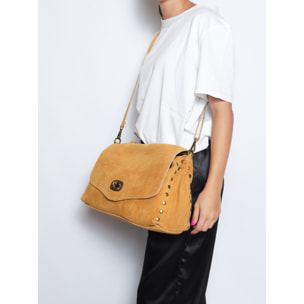 Borsa a mano da donna Made in Italy - Modello Zelia Elite - Pelle scamosciata - 37.0 x 22.0 x 15.0 cm