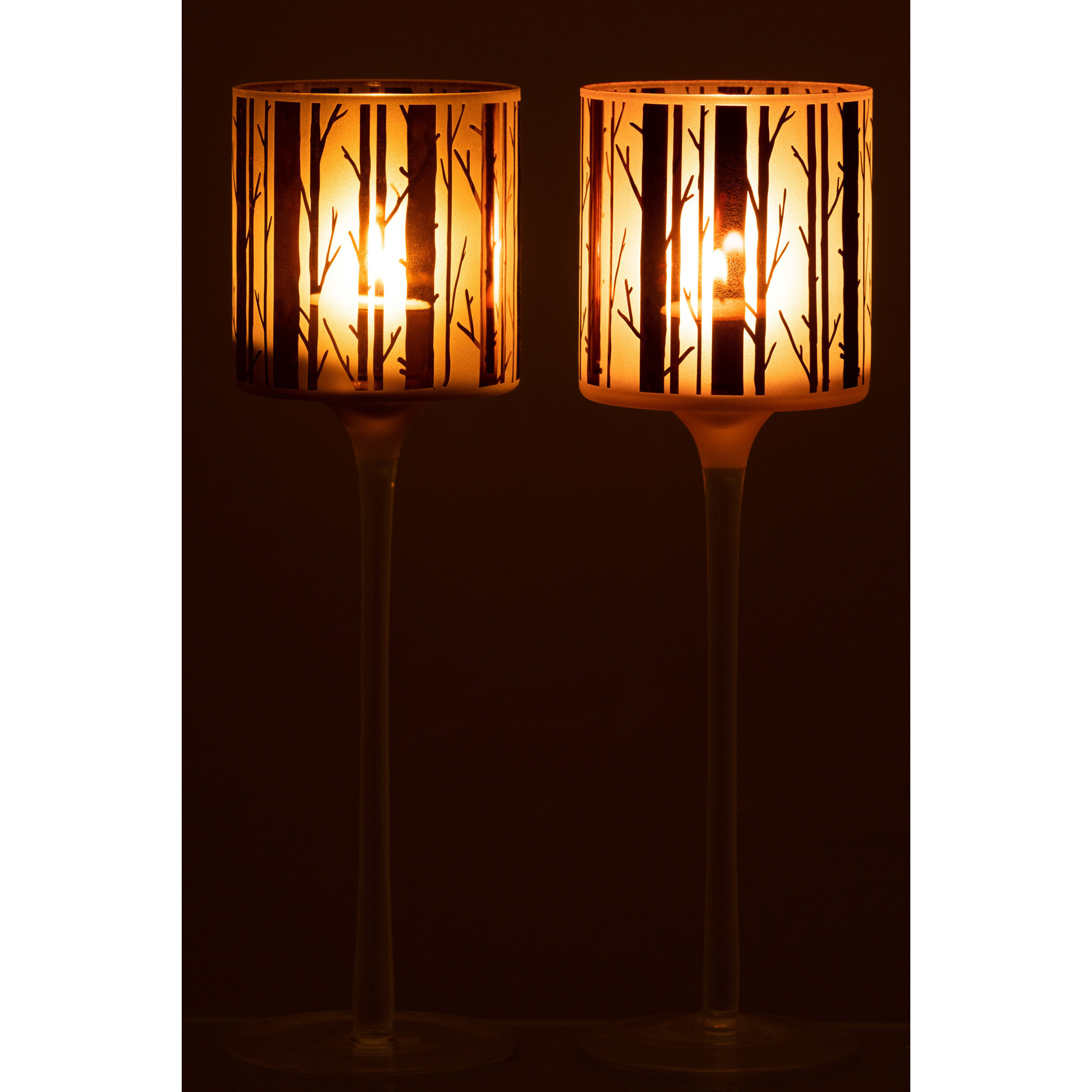 J-Line photophore sur pied Arbre - verre - marron - large - 2 pcs