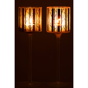 J-Line photophore sur pied Arbre - verre - marron - large - 2 pcs