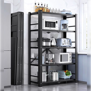 Joybos - estantería de almacenaje de 5 estantes en metal 73x37x155cm negro