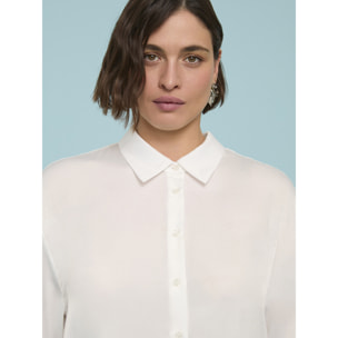 Fiorella Rubino - Camisa de satén de línea suave y cómoda - Blanco