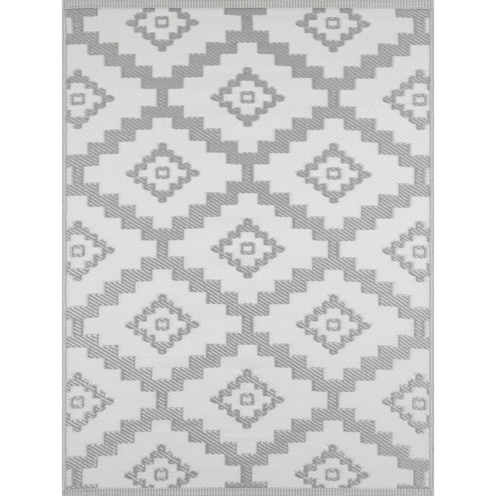 Scoobi - tapis d'exterieur gris et blanc motif graphique