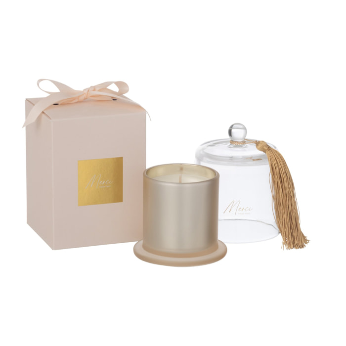 J-Line bougie parfumée Cloche Merci - Elderflower - verre - beige - small - 30H