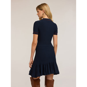 Motivi - Vestido corto de punto acanalado - Azul