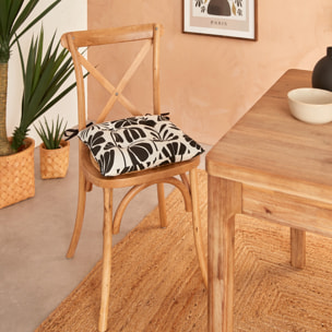 Galette de chaise "Twisted lime" coton noir & blanc 38x38cm