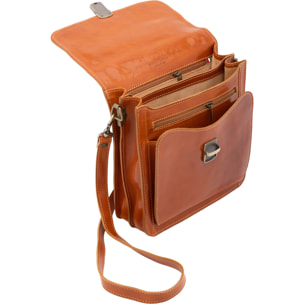 Borsa a tracolla uomo in vera pelle - Modello False - Made in Italy - 26.0 x 23.5 x 9.0 cm