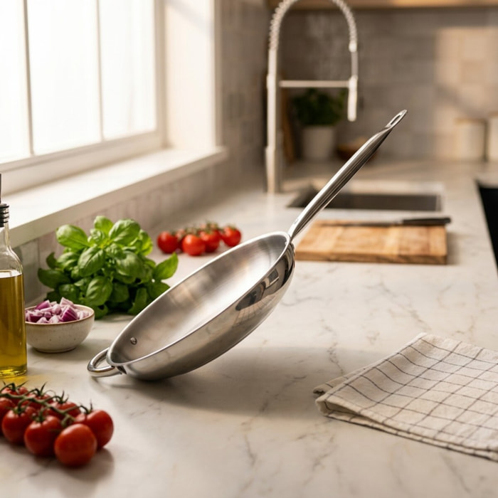 Poêle à frire en inox 18/10 sans revêtement Elo Profi Therm