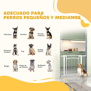 Barrera para Perros Puerta para Perros con Ancho Ajustable 76-104 cm Barrera de Seguridad para Perros con 2 Extensiones y Doble Bloqueo para Escaleras y Puertas Blanco