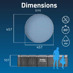 Bestway Piscine hors sol - Ronde - Steel Pro Max - 457 x 107 cm - Lumières LED incluses