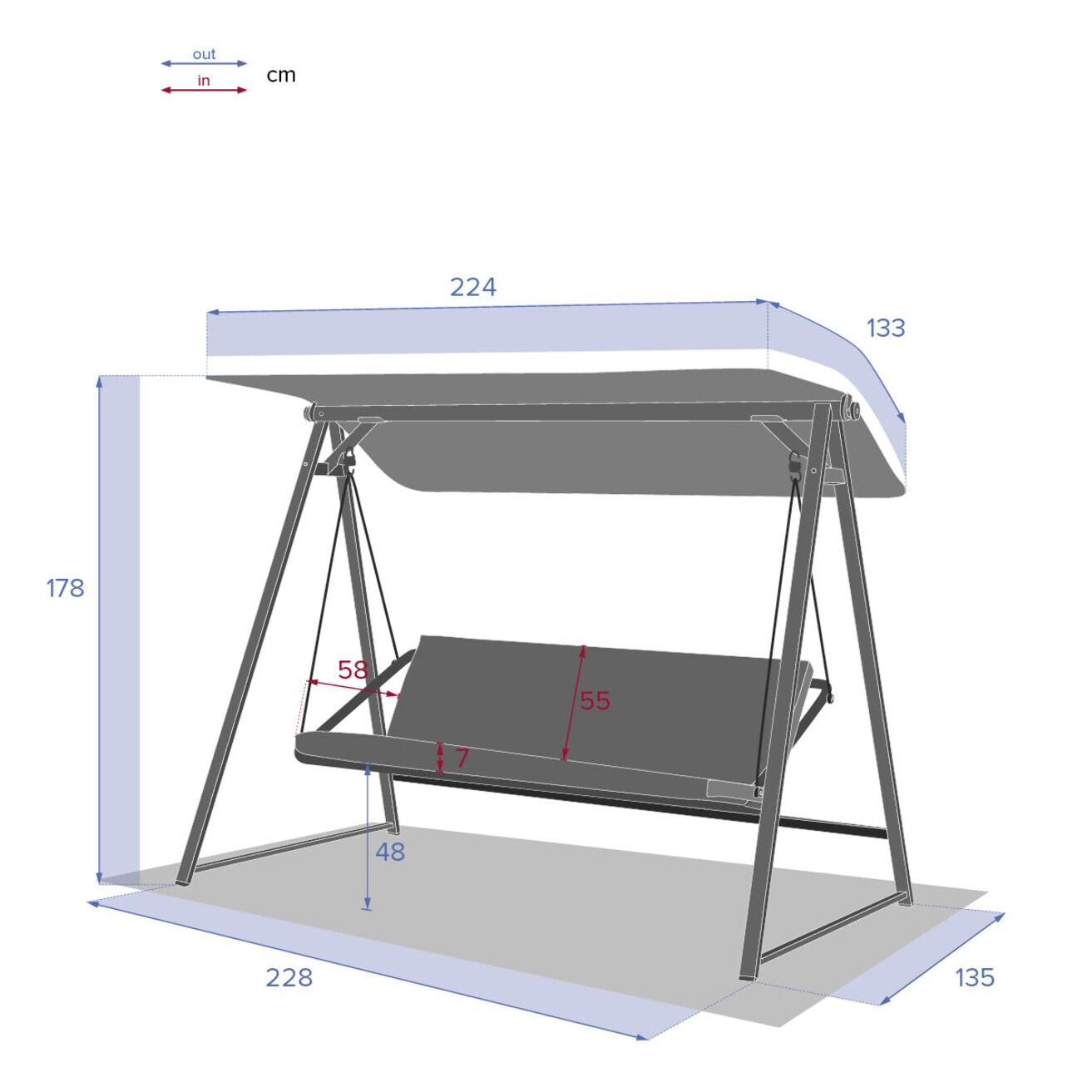 Balancelle de jardin Soly Honey & Charbon