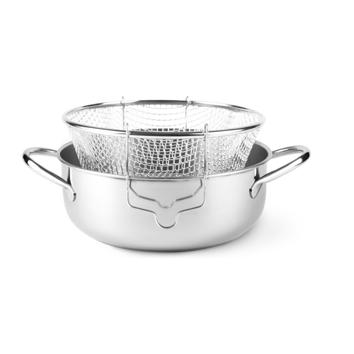 Casserole à frire avec panier Excelsa- Friggi', Acier Argenté