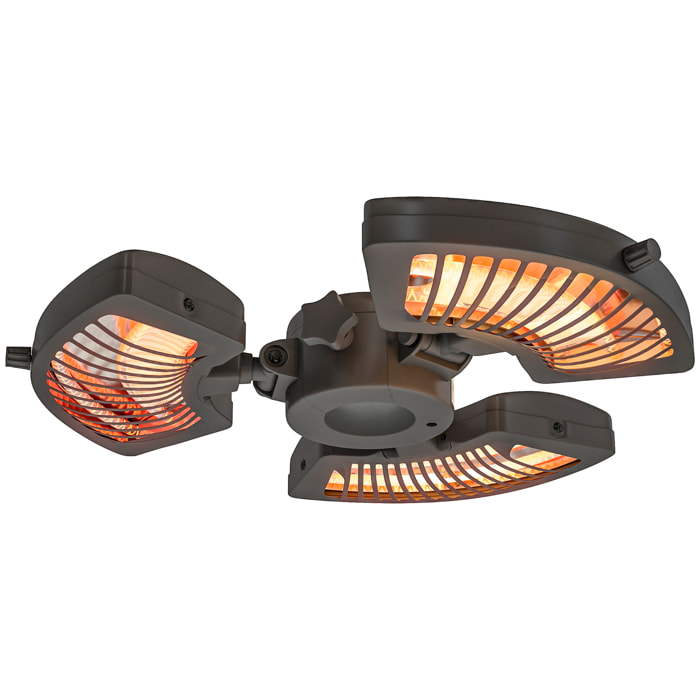 Calefactor por Infrarrojos para Parasol, 2400W, Estufa Exterior Eléctrica de Aluminio con 3 Niveles de Calentamiento, Protección Antivuelco, IP44, para Terraza, Patio y Jardín, Negro
