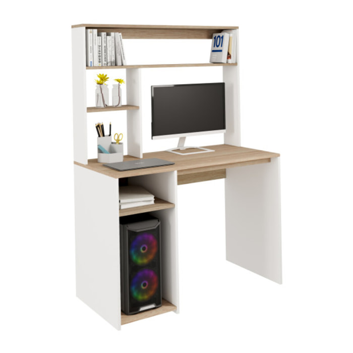 Bureau avec étagères Danny - Bois - Blanc