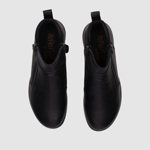 Botines de Piel - Negro - Tacón: Bajo