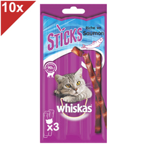 WHISKAS Friandises sticks au saumon pour chat (10x18g)