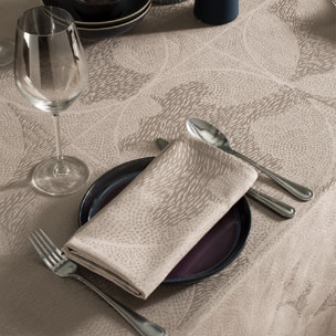 Nappe pur coton motif jacquard brun Mille gouttes taupe
