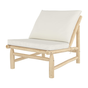 Fauteuil de jardin en teck et coussins blanc cassé - Makam